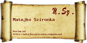 Matejko Szironka névjegykártya